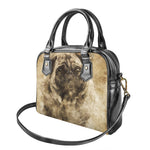 Vintage Pug Portrait Print Shoulder Handbag