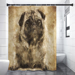 Vintage Pug Portrait Print Shower Curtain
