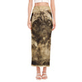Vintage Pug Portrait Print Side Slit Maxi Skirt