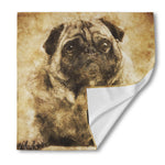 Vintage Pug Portrait Print Silk Bandana