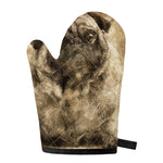 Vintage Pug Portrait Print Single Oven Mitt