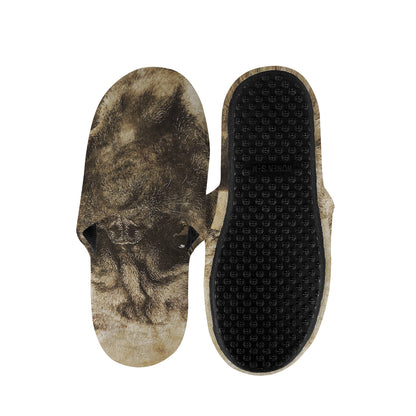 Vintage Pug Portrait Print Slippers