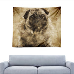 Vintage Pug Portrait Print Tapestry