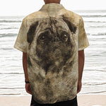 Vintage Pug Portrait Print Textured Short Sleeve Shirt