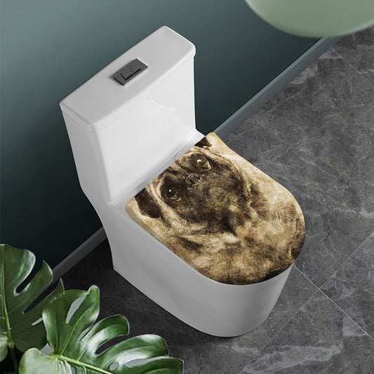 Vintage Pug Portrait Print Toilet Lid Cover