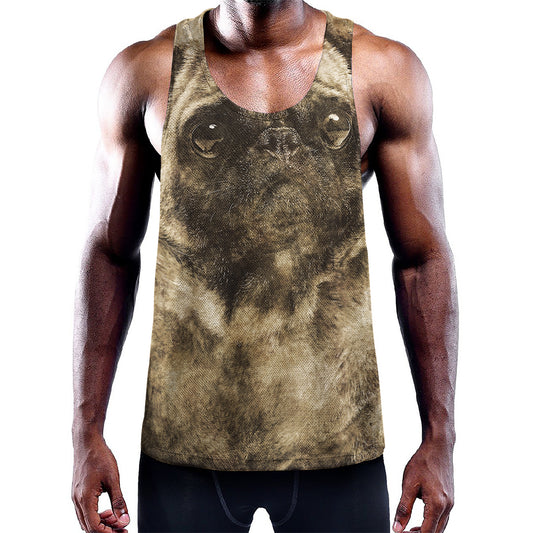 Vintage Pug Portrait Print Training Tank Top