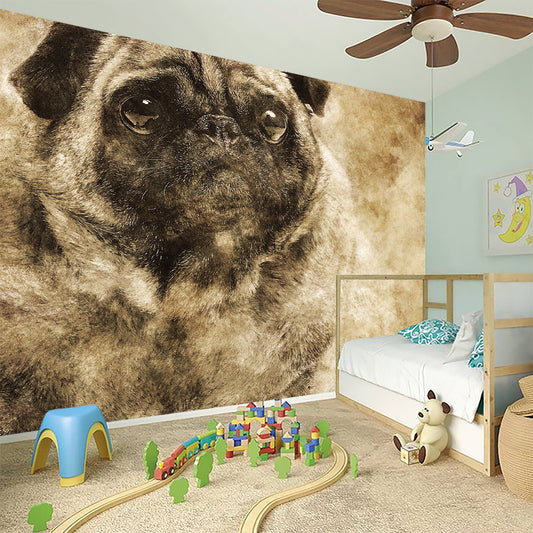 Vintage Pug Portrait Print Wall Sticker