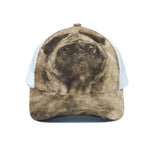 Vintage Pug Portrait Print White Mesh Trucker Cap