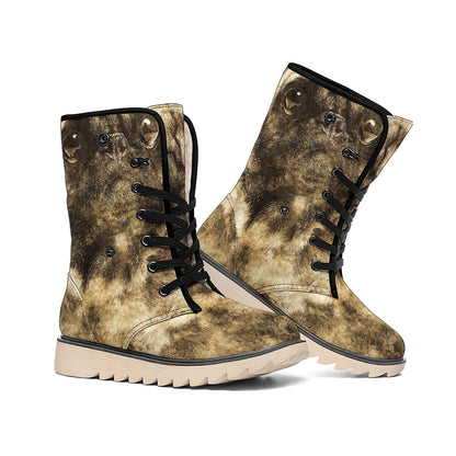 Vintage Pug Portrait Print Winter Boots