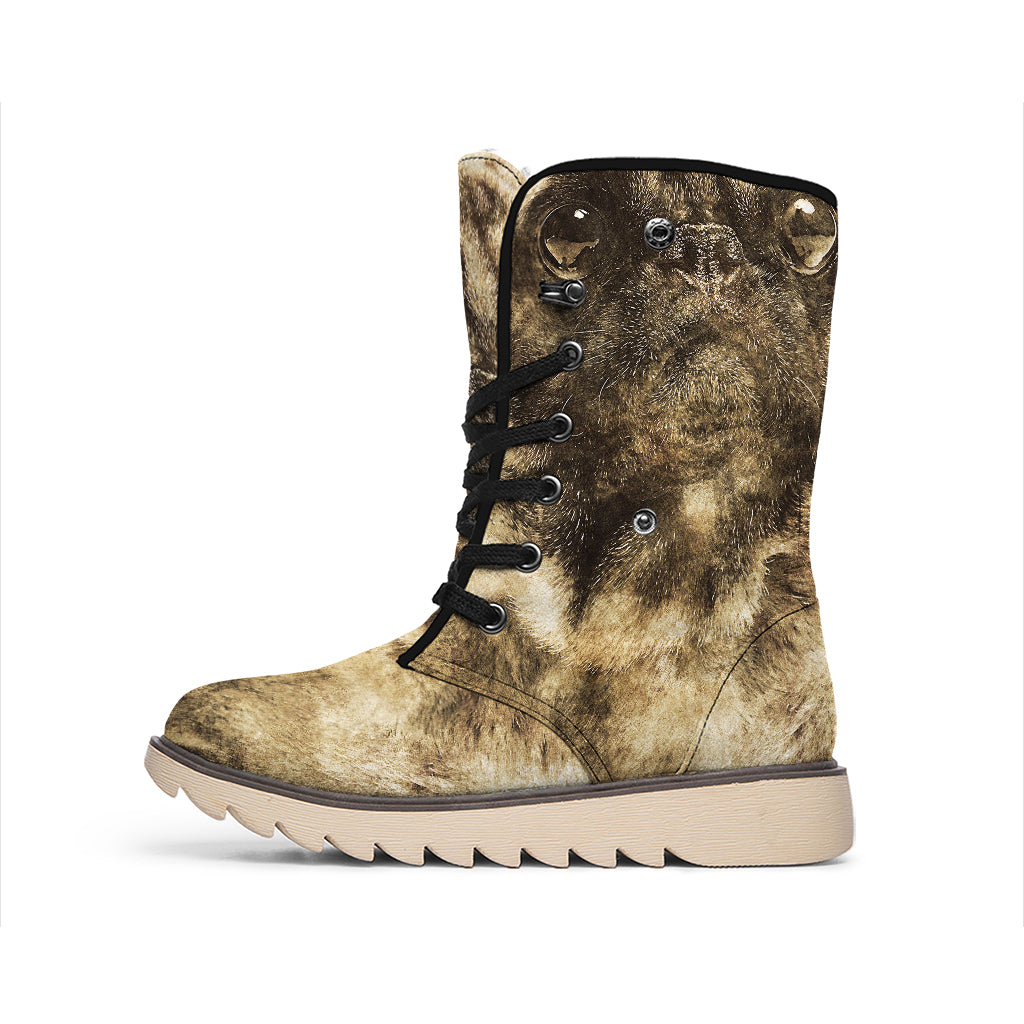 Vintage Pug Portrait Print Winter Boots