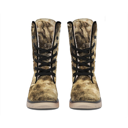 Vintage Pug Portrait Print Winter Boots
