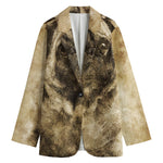 Vintage Pug Portrait Print Women's Blazer