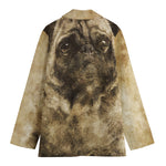 Vintage Pug Portrait Print Women's Blazer