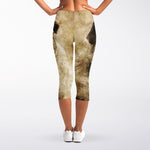 Vintage Pug Portrait Print Women's Capri Leggings