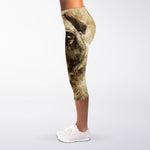 Vintage Pug Portrait Print Women's Capri Leggings