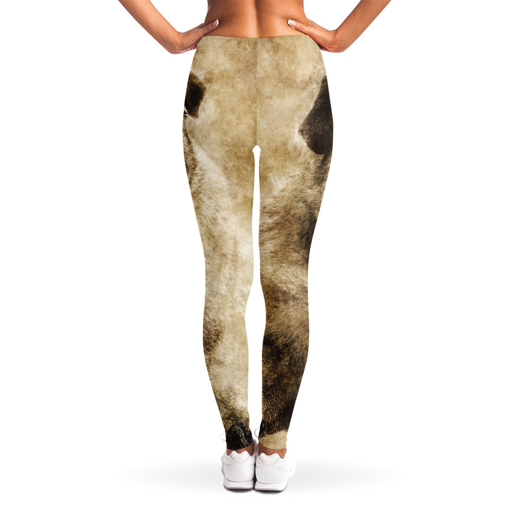 Vintage Pug Portrait Print Women's Leggings