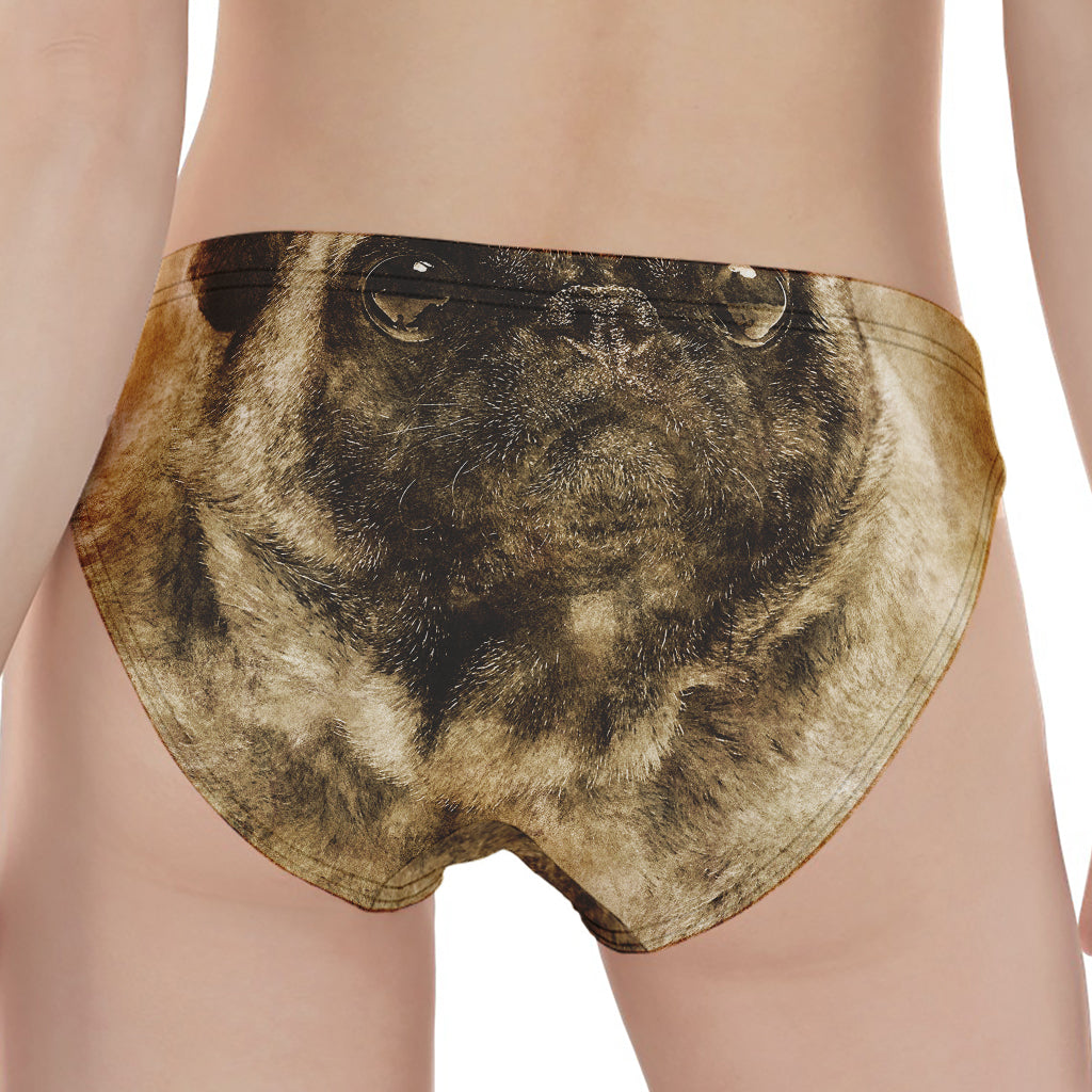 Vintage Pug Portrait Print Women's Panties