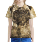 Vintage Pug Portrait Print Women's Polo Shirt