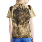 Vintage Pug Portrait Print Women's Polo Shirt