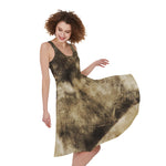 Vintage Pug Portrait Print Women's Sleeveless Dress