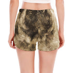 Vintage Pug Portrait Print Women's Split Running Shorts