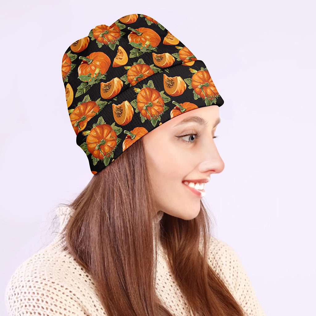 Vintage Pumpkin Pattern Print Beanie