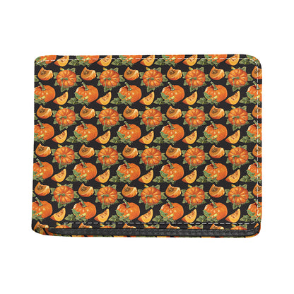 Vintage Pumpkin Pattern Print Bifold Wallet