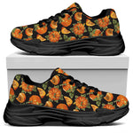 Vintage Pumpkin Pattern Print Black Chunky Shoes