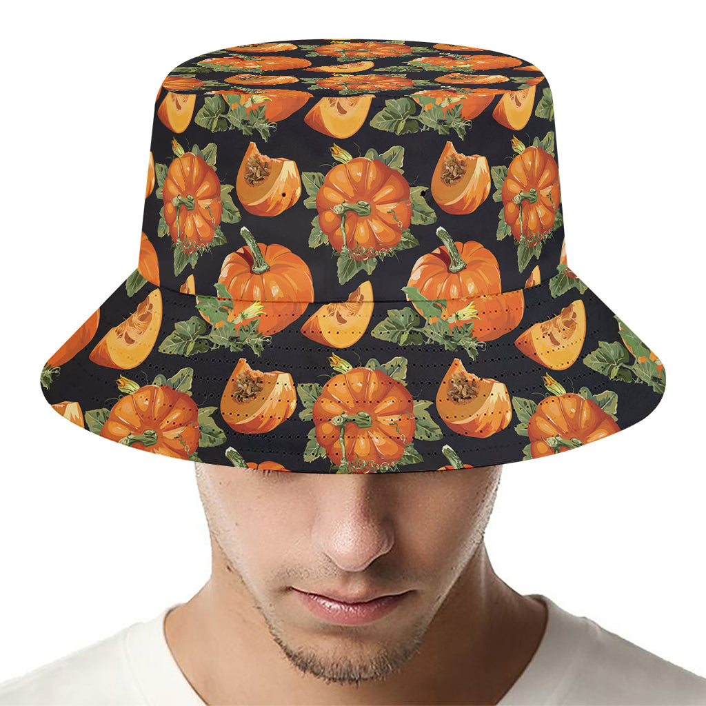 Vintage Pumpkin Pattern Print Bucket Hat