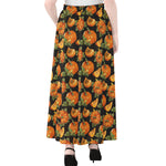 Vintage Pumpkin Pattern Print Chiffon Maxi Skirt