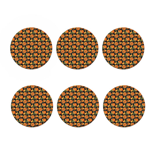 Vintage Pumpkin Pattern Print Coaster Set