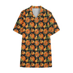 Vintage Pumpkin Pattern Print Cotton Hawaiian Shirt
