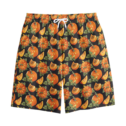 Vintage Pumpkin Pattern Print Cotton Shorts