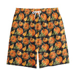 Vintage Pumpkin Pattern Print Cotton Shorts