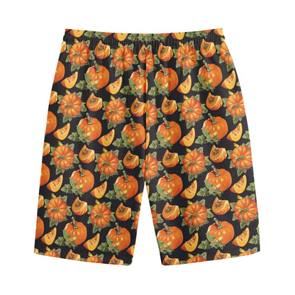 Vintage Pumpkin Pattern Print Cotton Shorts