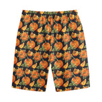 Vintage Pumpkin Pattern Print Cotton Shorts