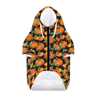 Vintage Pumpkin Pattern Print Dog Zip Up Hoodie