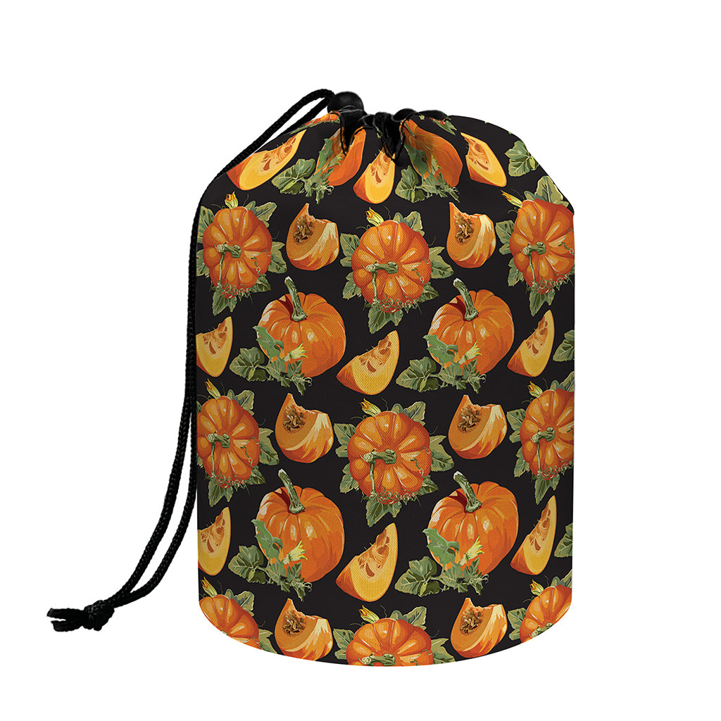 Vintage Pumpkin Pattern Print Drawstring Makeup Bag