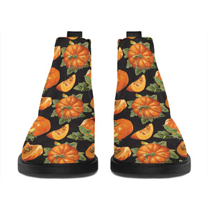 Vintage Pumpkin Pattern Print Flat Ankle Boots