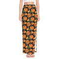 Vintage Pumpkin Pattern Print High Slit Maxi Skirt