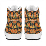 Vintage Pumpkin Pattern Print High Top Leather Sneakers
