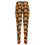 Vintage Pumpkin Pattern Print High-Waisted Pocket Leggings