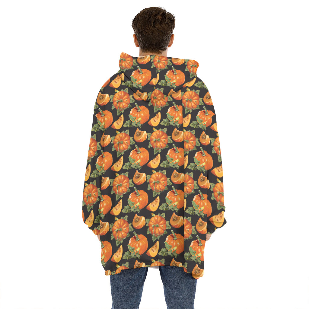 Vintage Pumpkin Pattern Print Hoodie Blanket