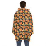 Vintage Pumpkin Pattern Print Hoodie Blanket