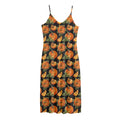 Vintage Pumpkin Pattern Print Jersey Midi Cami Dress
