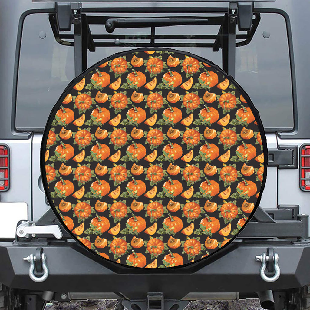 Vintage Pumpkin Pattern Print Leather Spare Tire Cover