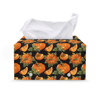 Vintage Pumpkin Pattern Print Leather Tissue Box Cover
