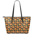 Vintage Pumpkin Pattern Print Leather Tote Bag With Zipper