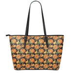 Vintage Pumpkin Pattern Print Leather Tote Bag