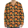 Vintage Pumpkin Pattern Print Long Sleeve Baseball Jersey